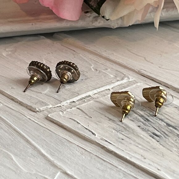 Pale Pink & Light green post pierced earrings -2 prs. - Picture 2 of 7